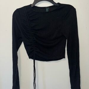 Black Ruched Long Sleeve Top